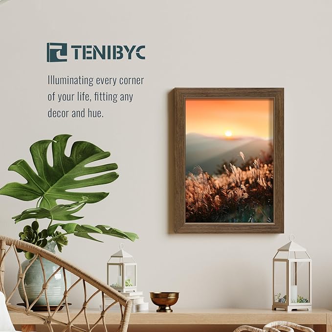 12x16 Picture Frame 3 pk, Brown Woodgrain, HD Tempered Glass, Wall Gallery Frame-Ruum Studio Home