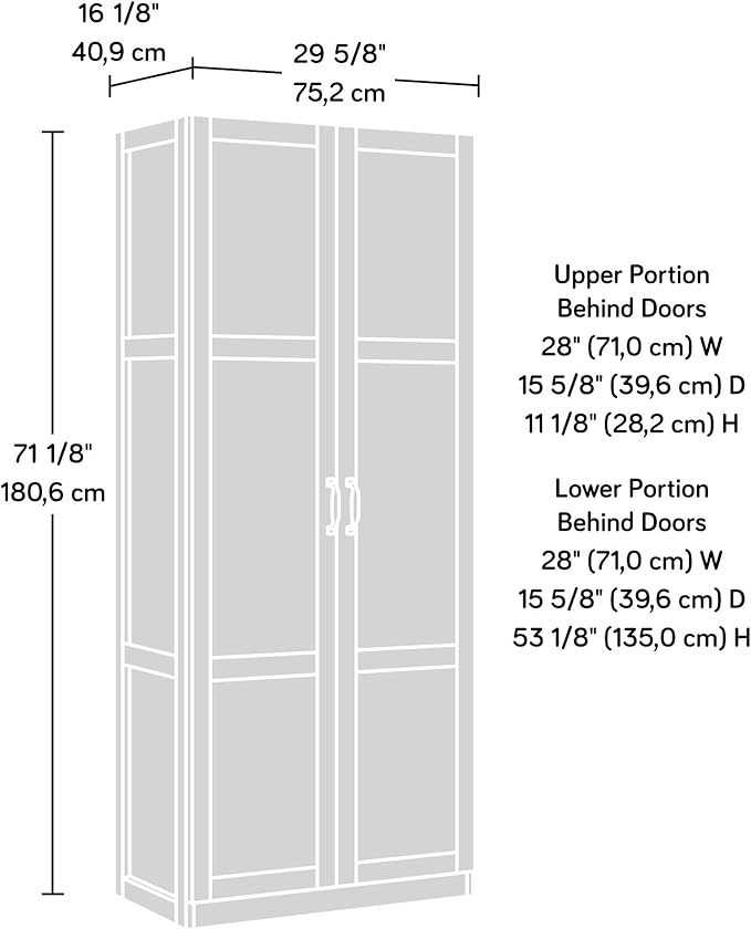 Sauder Select Storage Cabinet, Pantry Cabinet Kitchen Storage with Adjustable Shelves, Bathroom Storage Cabinet, in Silver Sycamore-Ruum Studio Home