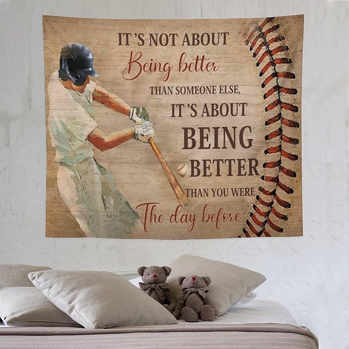 yowecso Baseball Tapestry Sport Theme Tapestry Wall Hanging for Bedroom Baseball Tapestries Aesthetic Wall Decor for Home Dorm Living Room 50"x60"-Ruum Studio Home