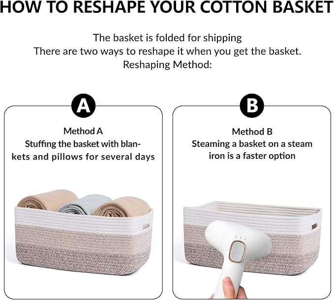 Large Storage Baskets for Shelves, Closet Organizers Bins for Clothes Blanket Towels, Baby Nursery, Toy Baskets Box, Woven Rope Baskets, 17 x 13 x 7.5”, 2 Packs Gradient Brown-Ruum Studio Home