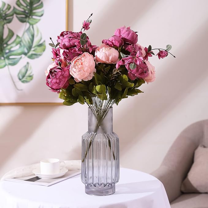 Duovlo Fake Flowers Vintage Artificial Peony Silk Flowers Wedding Home Decoration,Pack of 1 (New Sweetened Bean)-Ruum Studio Home