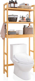 SMIBUY Bathroom Storage Shelf, Bamboo Over-The-Toilet Organizer Rack, Freestanding Toilet Space Saver with 3-Tier Adjustable Shelves (Natural)-Ruum Studio Home
