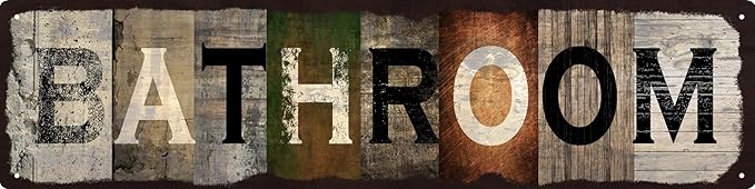 Vintage Tin Sign Retro Metal Bathroom Signs Stylish Wall Art Plaques Gift for Home Decor Bathroom Kitchen and Gothic Wall Decor or as a Classic Poster 16x4 in-Ruum Studio Home