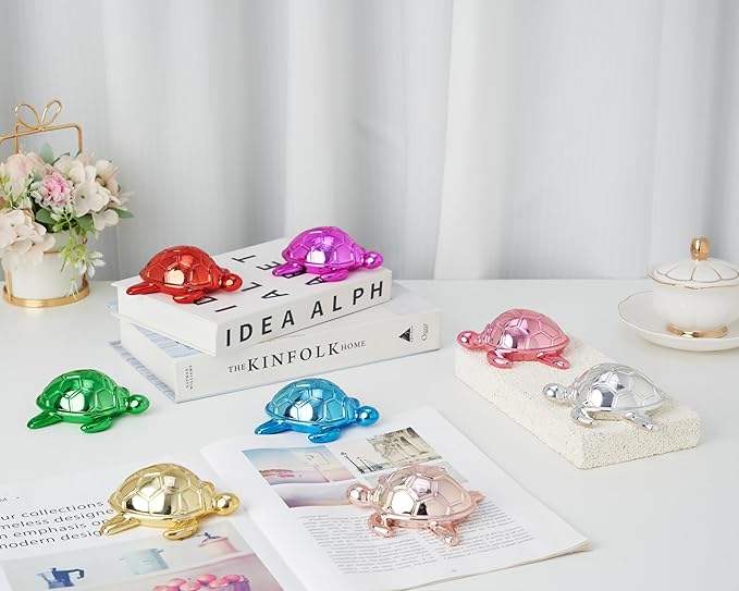 Small Sea Turtle Statue 4 inch Shiny Hot Pink Accent Knick Knacks Paperweight for Bathroom Home Office Shelf Desk Table Decor, Cute Sea Turtle Gifts for Women-Ruum Studio Home