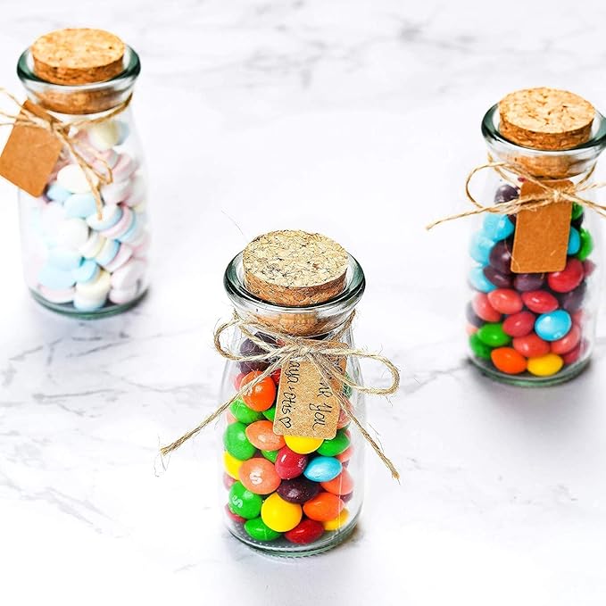 Otis Classic Small Glass Jars with Lids – Set of 12 Mini Glass Bottles with Corks for Halloween Decorations Fall Décor Wedding & Party Favors, Halloween DIY Crafts, Potions, Spices & Candy, 3.4 oz-Ruum Studio Home