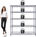 60"x18"x72" Prime Heavy Duty Black 5-Tier Wire Shelving NSF 4000 LBS MAX Capacity Storage Rack for Commercial, Hospital, School, Garage, and Kitchen Uses (with Wheels)-Ruum Studio Home