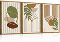 Large Sage Green Boho Wall Art Set Abstract Modern Geometric Wood Wall Decor Mid Century Neutral Artwork Bohemian Art Decor for Living Room Bedroom Office-16x24Inch x3-Ruum Studio Home