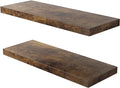 Floating Shelf, Set of 2 Wall Shelf, 30 in W x 12.75 in D x 2 in H Wooden Floating Wall Shelf with Invisible Brackets for Living Room/Bedroom/Bathroom/Kitchen Storage and Decor, Rustic Brown-Ruum Studio Home