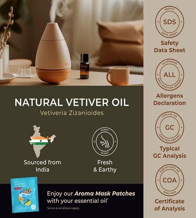 Gya Labs Vetiver Essential Oil Creates a Tranquil Atmosphere for Relaxation - 0.34 Fl Oz - 100% Pure Natural Vetiver Oil for Skin, Hair, Diffuser & Candle Making Scent-Ruum Studio Home