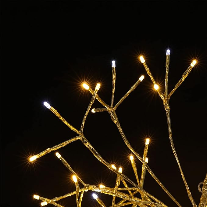 Christmas led Sparkle Ball Hanging Outdoor décorations -Haning Twig Ball,Snowflake Ornament Lights Indoor Outdoor Festive Holiday Décor 24Inch (Warm White)-Ruum Studio Home