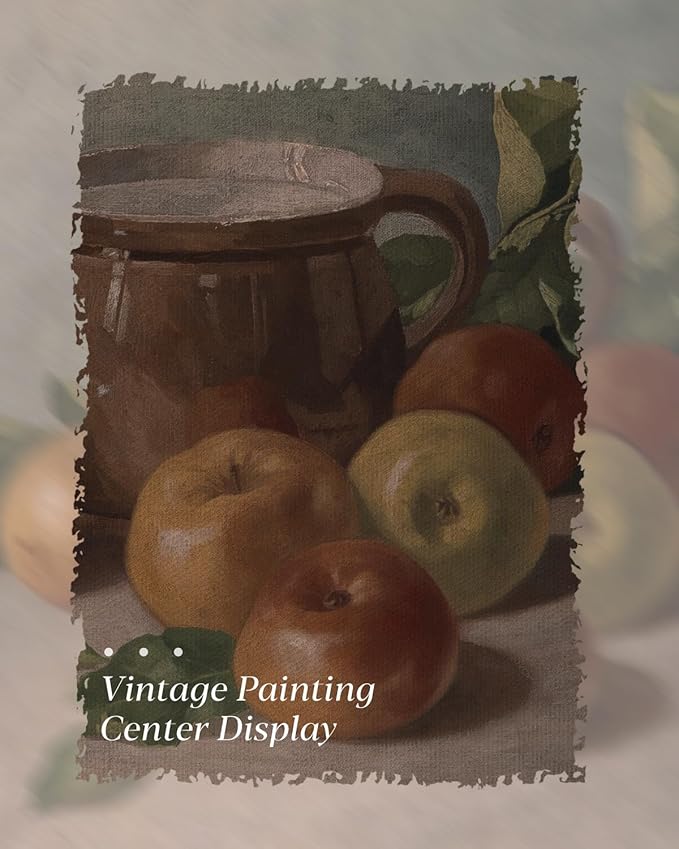 HUARCEY Gold Framed Vintage Wall Art for Living Room, Harvest Apples Still Life Oil Painting Artwork Shelf Decor Abstract Wall Pictures Prints, Farmhouse Fruit Room Decor Bedroom Kitchen Bathroom-Ruum Studio Home