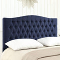 24KF Upholstered Tufted Button Linen Fabric Headboard,Comfortable Fashional Headboard Queen/Full Size,Navy Blue-Ruum Studio Home