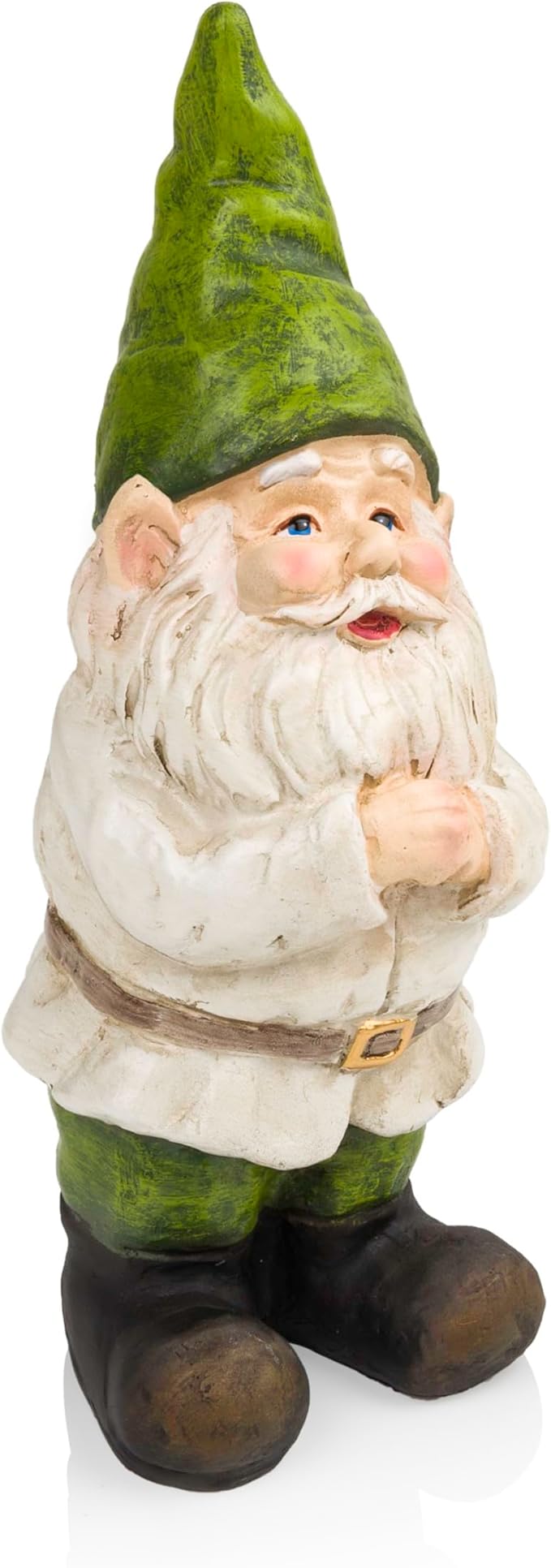 Alpine Corporation - 12" Tall Outdoor Garden Gnome Yard Statue Decoration – Playful Resin Gnome with Earthtone Colors - Durable, Weatherproof Lawn Sculpture for Patio, Deck, Yard-Ruum Studio Home