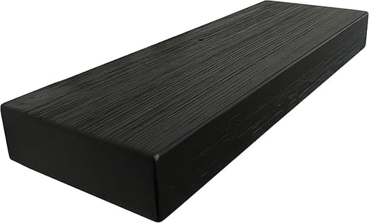 joelsantiques 24 Inch Wooden Floating Shelves for Wall - 24x6x2 in - Made of Natural Wood - Short Heavy Duty Rustic Wall Shelves for Bedroom - Perfect for Bathroom, Kitchen - Black-Ruum Studio Home
