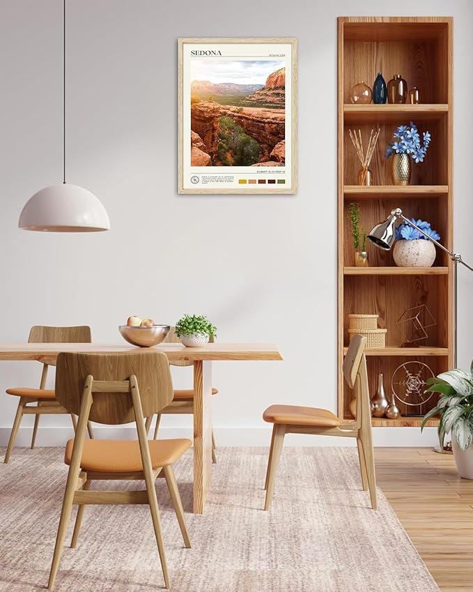 HesenDot Natural OAK Wood Framed Arizona Wall Art,12x16in Sedona's Red Rock Formations Quality Canvas Wall Print,Classic Urban Landmark Wall Decor for Living Room,Bedroom,Office Gallery Set of 1-Ruum Studio Home