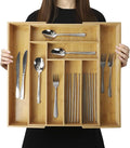 Expandable Bamboo Drawer Organizer – Large 20"x16.9" Size with Adjustable Dividers – for Kitchen Utensils, Knives, Cutlery, Flatware & Silverware Storage Tray-Ruum Studio Home