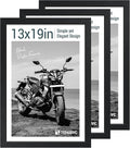 13x19 Picture Frame 3 pk, Textured Black Solid Wood Poster Frame, HD Tempered Glass, Wall Gallery Frame-Ruum Studio Home