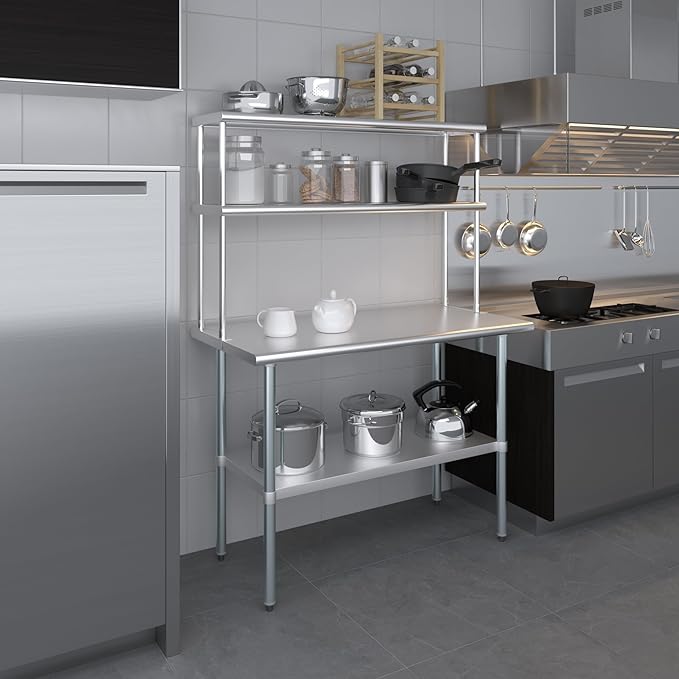 AmGood Double OverShelf Stainless Steel NSF - Many (48" Long x 12" Deep)-Ruum Studio Home
