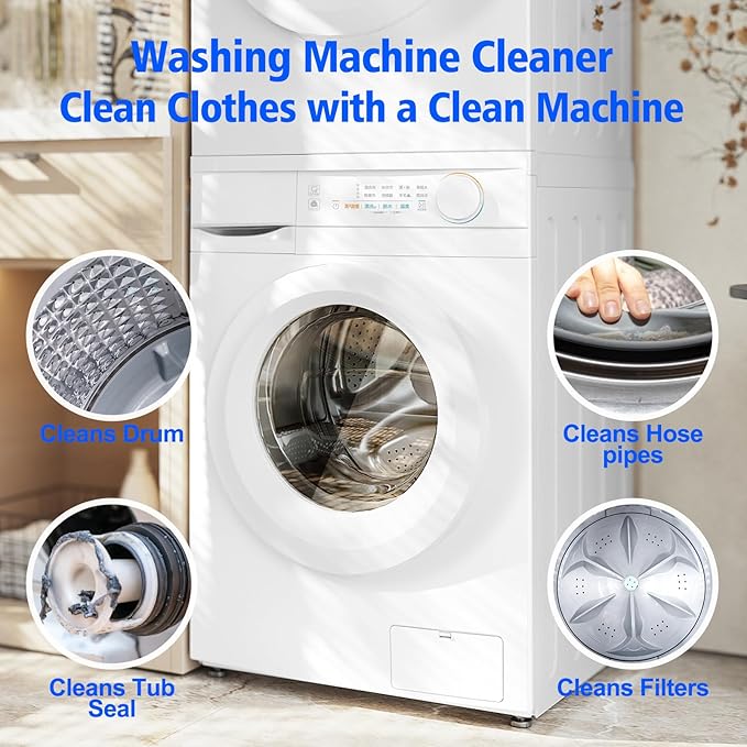 USKICH Washing Machine Cleaner Descaler 40 Pack-Deep Cleaning Tablets For HE Front Loader & Top Load Washer,Washer Machine Cleaning Tablets Clean Inside Drum and Laundry Tub Seal,Septic Safe-Ruum Studio Home