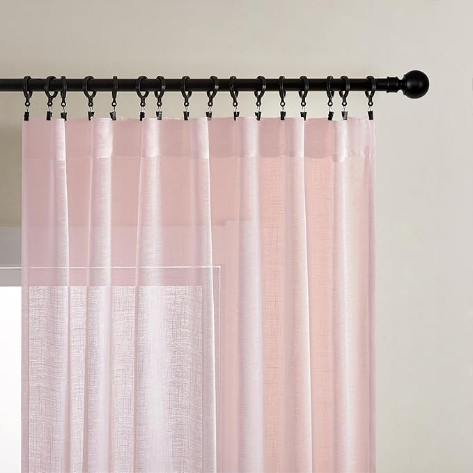 Joydeco Sheer Curtains for Living Room, Beige Curtains 90 Inches Long 2 Panels Set, Window Curtains Privacy Assured with Light Filtering(W52 x L90 Inch,Tapioca)-Ruum Studio Home