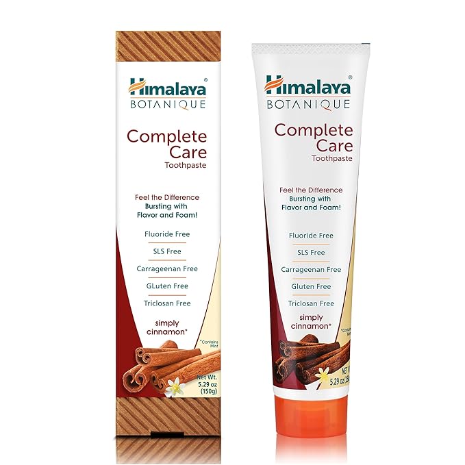 Himalaya Botanique Complete Care Toothpaste, Herbal, Cinnamon Flavor, Fights Plaque, Freshens Breath, Fluoride Free, No Artificial Flavors, SLS Free, Cruelty Free, Foaming, 5.29 Oz, 1 Pack-Ruum Studio Home
