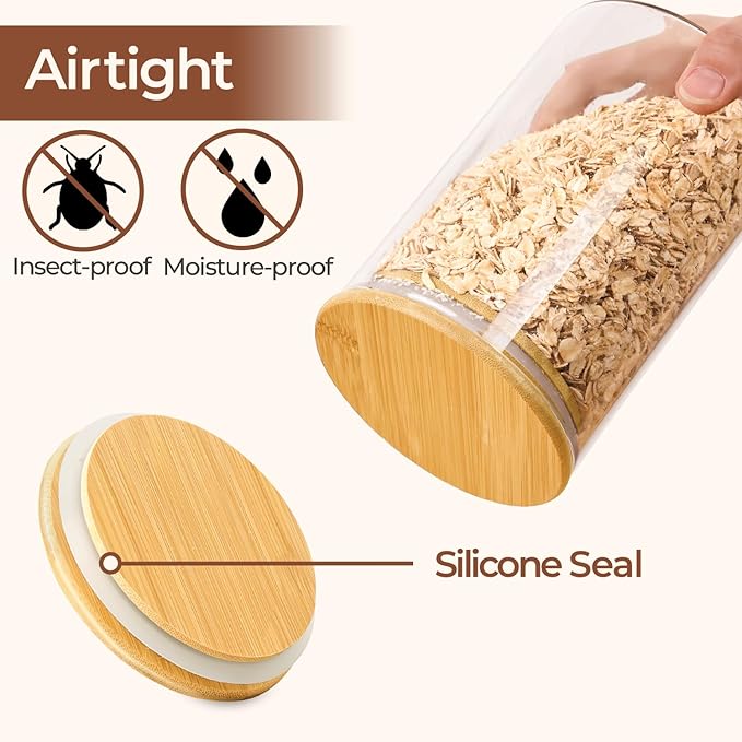 ComSaf 0.5 Qt Glass Food Storage Jars Set of 6, Clear Glass Storage Containers with Lids, Pantry Organization Jar, Spice, Blooming Tea, Coffee, Cookie and Sugar Container, Small jar Set for Kitchen-Ruum Studio Home