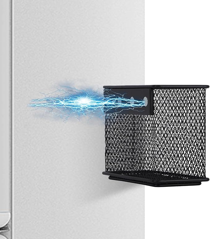4.5' × 2.2'' × 3.5'' Magnetic Basket for Whiteboard Black Magnetic Basket for Fridge Magnetic Organizer Holder with 4 Strong Magnets Magnetic Holder for Refrigerator Locker,Set of 4-Ruum Studio Home