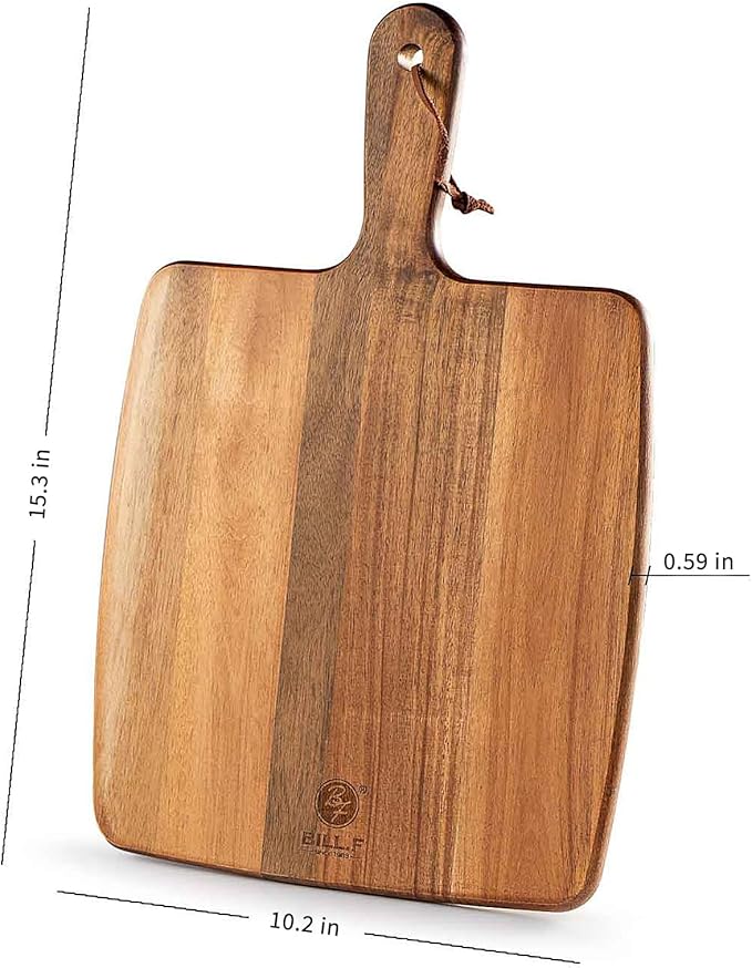 Acacia Wood Cutting Board - Wooden Kitchen Cutting Board for Meat, Cheese, Bread,Vegetables &Fruits- Charcuterie Board Cheese Serving Board with Handle (15.3"x10.2")-Ruum Studio Home