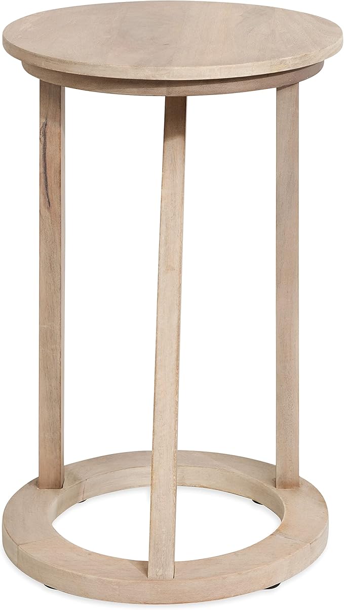 Kate and Laurel Aja Modern Round Side Table, 15 x 15 x 23, White, Decorative Modern Geometric Wood Bedroom Nightstand Table-Ruum Studio Home