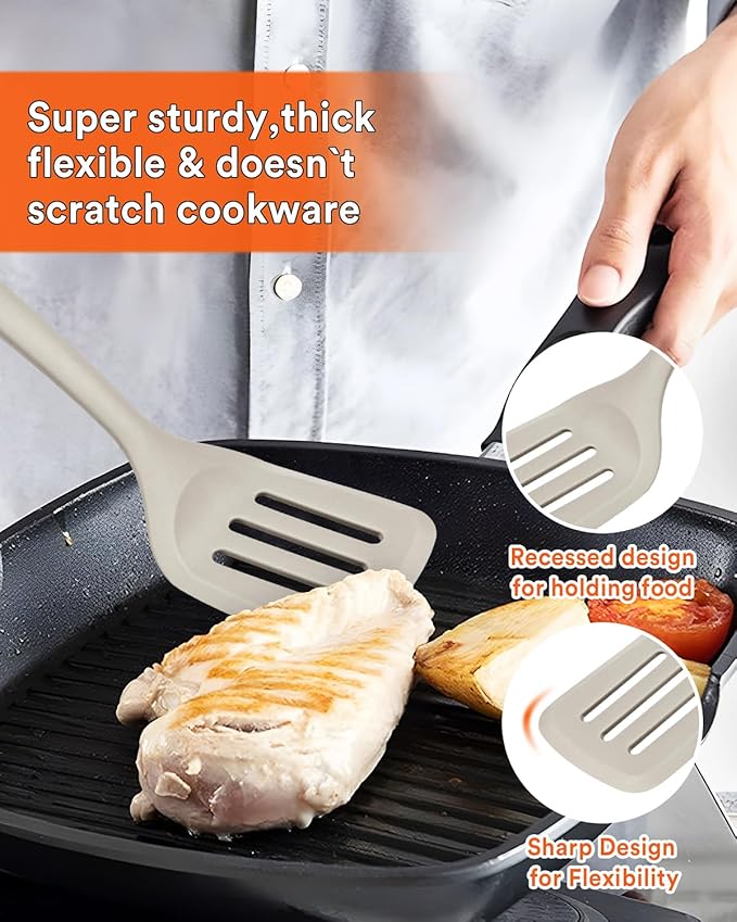 Kitchen Utensils Set, 13PCS Silicone Cooking Utensils, Heat Resistant Kitchen Utensil Spatula Set for Nonstick Cookware, Wooden Handles Kitchen Gadgets Tools Set-Ruum Studio Home