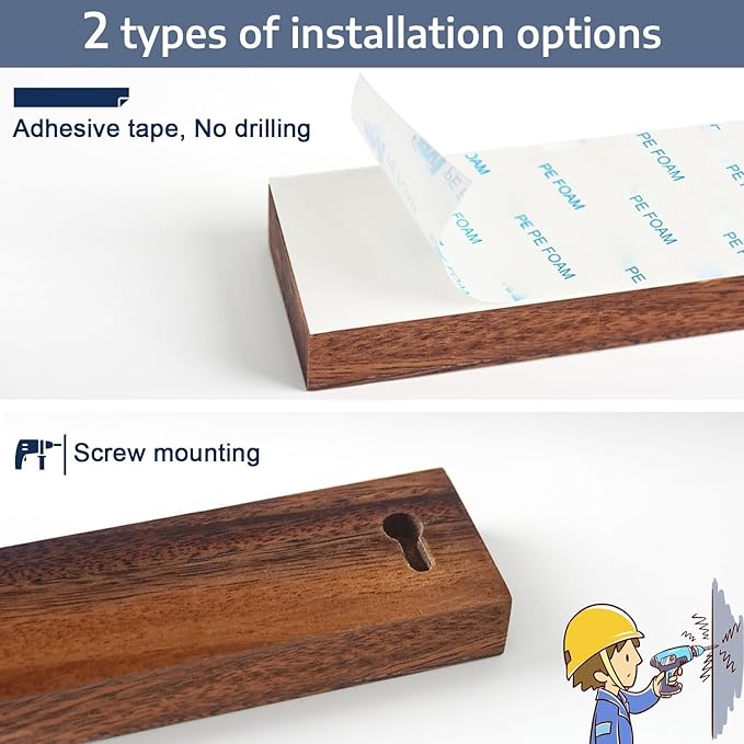 Dmore magnetic knife holder for wall—with 2 hooks, No Drilling 23 Inch walnut knife magnetic strip, Powerful knife magnet rack, include Adhesive Tape and screws for Knives, Utensils, and Tools-Ruum Studio Home