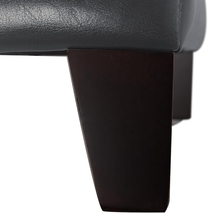 Adeco Bonded Leather Square Tufted Cubic Cube Storage Footstool, 18" Inch Ottomans & Storage Ottomans, With Lid, Dim Gray-Ruum Studio Home