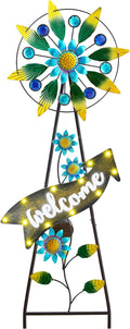 TERESA'S COLLECTIONS Hummingbird Garden Solar Stake, Wind Spinner Yard Art Sign for Outdoor Decor, Metal Purple Floral Windmill Decorative Garden Stake for Lawn Ornaments, Gifts for Mom, 36''-Ruum Studio Home
