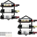 2Pcs Wall Mounted Wine Stemware Rack, Metal Hanging Wine Glass Display Holde Holds 3 Bottles, Elegant Storage for Kitchen Dining Room Bar Wine Cellar-Ruum Studio Home
