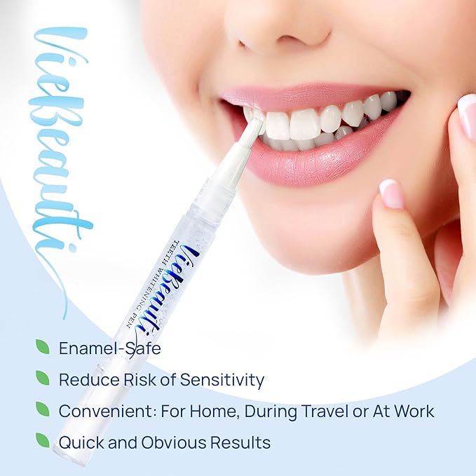 VieBeauti Teeth Whitening Pen (3 Pcs), 30+ Uses, Effective, Painless, No Sensitivity, Travel-Friendly, Easy to Use, Beautiful White Smile, Mint Flavor-Ruum Studio Home