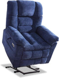 Triple Motor Power Lift Recliner Chair with Massage and Dual Heat for Elderly People, Zero Gravity Lay Flat Recliner Infinite Position, USB Ports（Navy Blue）-Ruum Studio Home