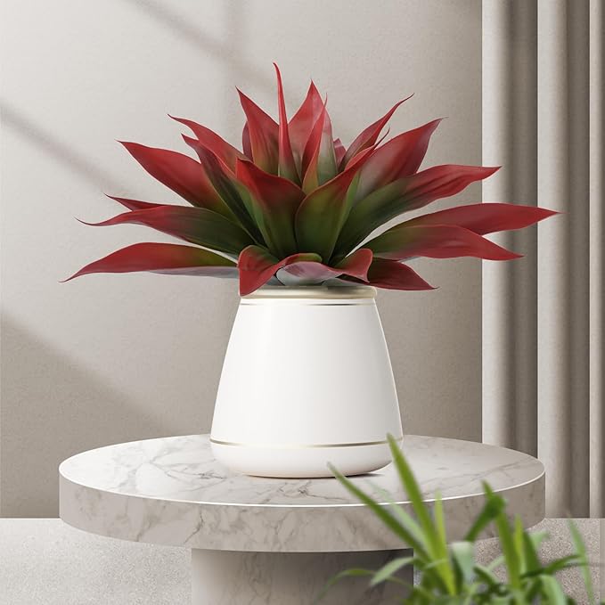 Artificial Agave Plants,Large UV Resistant Fake Agave Planters for Indoor and Outdoor Decorating Tropical Plant Succulents Greenery Indoor Decor (2Pack,22" Red)-Ruum Studio Home
