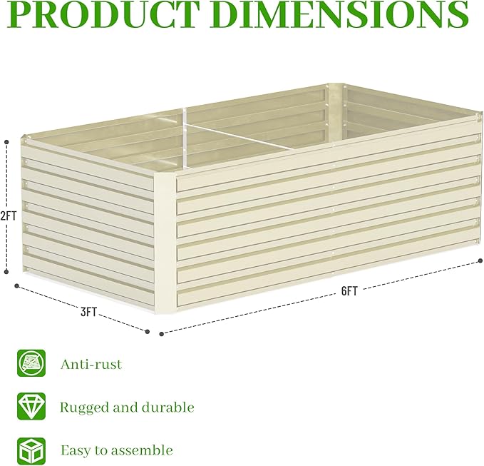 6x3x2 ft Raised Garden Bed, Large Metal Planter Raised Beds, Planters for Outdoor Plants for Vegetables, Flowers, Herbs, Fruits, and Succulents.(4 Pcs, Yellow)-Ruum Studio Home