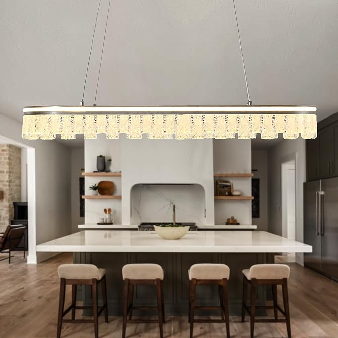 Modern Pendant Lights Kitchen Island, 35.5" Dimmable LED Elliptical Runway Light Fixture Silvery Gray Aluminum Bar Lights Hanging for Dining Room, Kitchen, Restaurant, Living Room-Ruum Studio Home