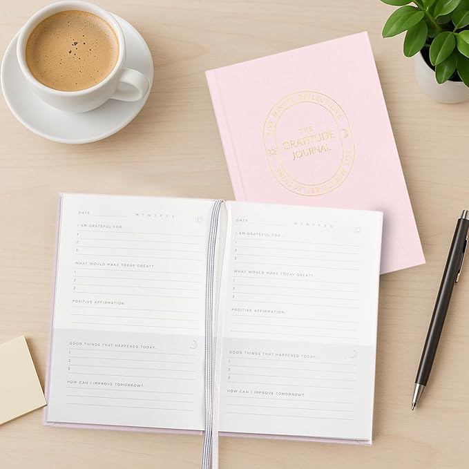 And Per Se Gratitude Journal – Five Minutes a Day to Cultivate Mindfulness, Happiness, Positive Vibes, Affirmations & Self-Reflection – Undated Daily Gratitude Journal for Women & Men (Pale Pink)-Ruum Studio Home