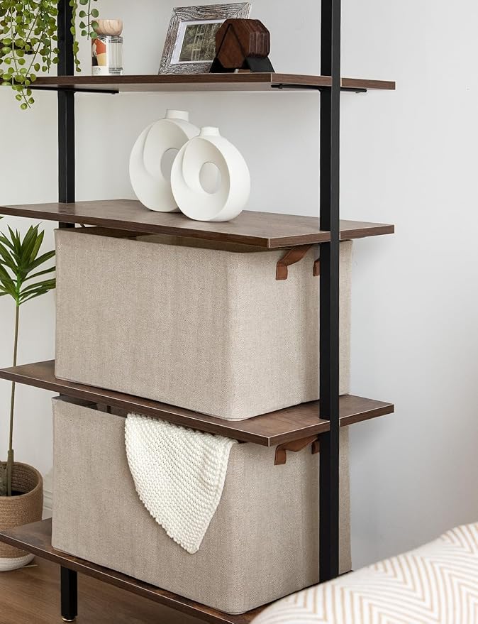StorageWorks Storage Bins, Fabric Storage Bins for Shelves, Extra Large Storage Baskets with Metal Frame, Closet Baskets and Bins with Handles, Jumbo, Brown and Beige, 2-Pack-Ruum Studio Home