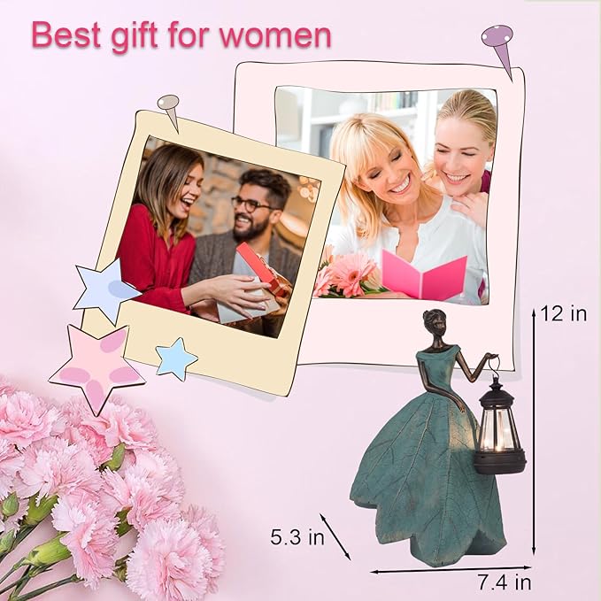 Guichifun Fairy Statues Solar Outdoor Lights - Resin Garden Figurines Decorations for Patio Yard Lawn Decor Housewarming Gardening Gifts for Women Mom 7.4 x 5.3 x 12 Inch-Ruum Studio Home