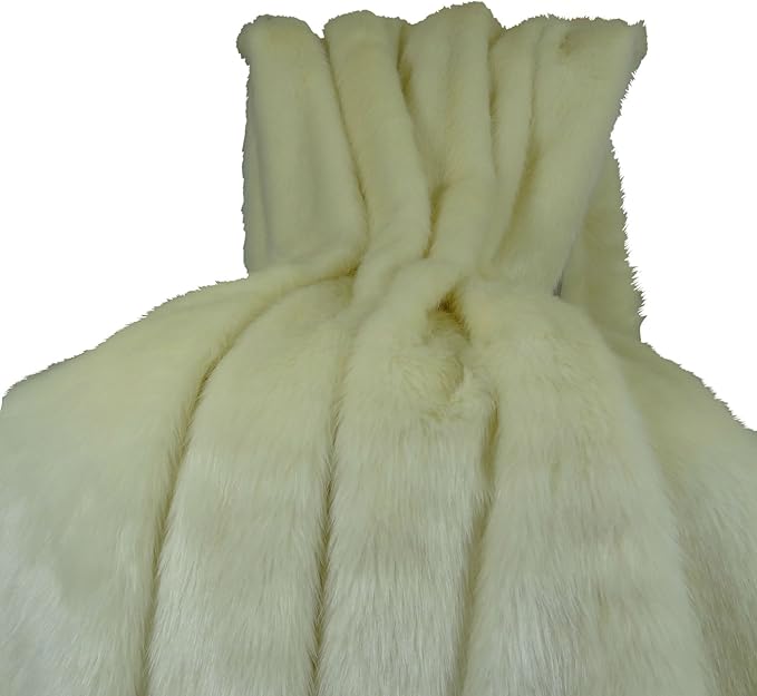 Arctic Fox Faux Fur Throw Blanket & Bedspread - Arctic Creamy White Arctic Faux Fur - Luxury Soft Faux Fox Fur - Heavy Throw, Made in USA, 16414-Ruum Studio Home