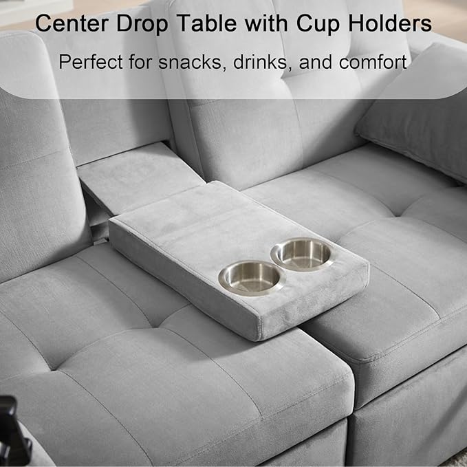 70" Queen Size Sofa Bed for Living Room – Pull-Out Sleeper Sofa Couch with Cup Holder, Phone Holder, USB Charging Port, Solid Wood Frame, Easy Assembly, Space-Saving Design for Small Apartments-Ruum Studio Home