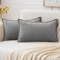 MIULEE Pack of 2 Couch Throw Pillow Covers 12x20 Inch Dark Gray Farmhouse Decorative Pillow Covers with Stitched Edge Soft Chenille Solid Dyed Spring Pillow Covers for Sofa Bed Living Room-Ruum Studio Home