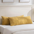 Fancy Homi Set of 2 Mustard Yellow Boho Long Lumbar Body Decorative Throw Pillow Cover 14x36 Inch for Bed Couch Bedroom Bench, Soft Patchwork Corduroy Pillow Case, Rustic Farmhouse Room Décor-Ruum Studio Home