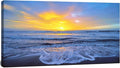 Wall Art Decor Large Sunset Canvas Print Picture Sunrise Ocean Beach Waves Scenery Modern Painting Artwork for Home Office Living Room Bedroom Decoration Framed Ready to Hang, 20x40Inch-Ruum Studio Home