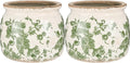 2 Pcs Vintage Planter Large Ceramic Plants Pot Beige Green Vintage Floral Ice Crack Cottage Scroll Vase Flower Vase Pot Indoor Plants Home Kitchen Decor Farmhouse Antique Decorative Gifts-Ruum Studio Home