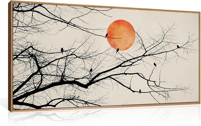 Celestdeco Large Vintage Tree Branch Framed Canvas Wall Art Set, Retro Tree Drawing Wall Decor, Nature Botanical Wall Painting, Neutral Landscape Art Print for Living Room, Bedroom, Office - 20"X40"x1-Ruum Studio Home