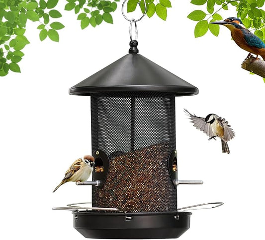 Large Bird Feeders for Outside: 12.6inch Metal for Outdoors Hanging with Black for Garden Yard Outside Decor Cardinal Finch -Ruum Studio Home